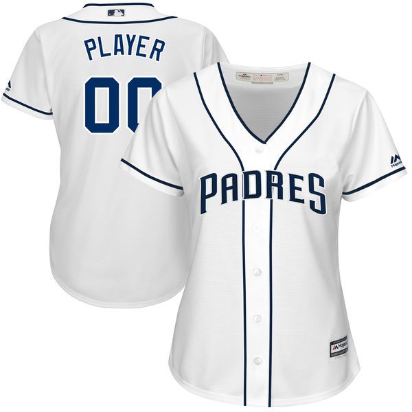 Women San Diego Padres Majestic White 2017 Cool Base Custom Baseball MLB Jersey